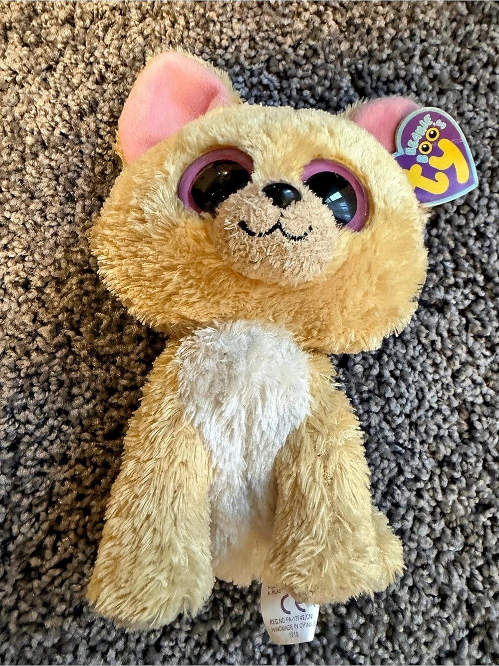 Ty Beanie Boos Nacho Chihuahua 6” Retired 2011 Solid Pink Eyes w/ Tag